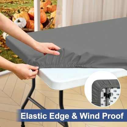 homing Rectangle Table Cloth Cover 6 Foot Grey Elastic Fitted Tablecloth