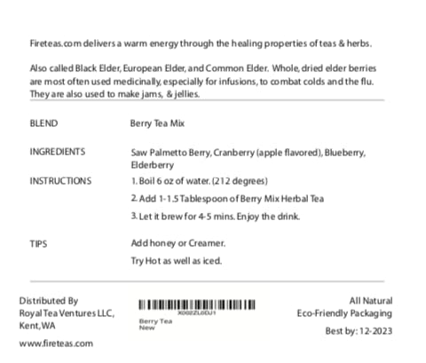 FIRE TEAS Saw Palmetto & Elder Berry Tea -