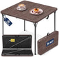 34" Square Folding Table for 4 Person, 330lbs Weight Capacity Foldable Table with HDPE Tabletop & Heavy-Duty Steel Legs, Portable Picnic Table for Indoor Outdoor Parties, Camping, Coffee Woodgrain