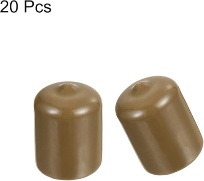 uxcell 20pcs Rubber End Caps 22mm(7/8") ID Vinyl PVC Round Tube Bolt Cap Cover Screw Thread Protectors Light Brown