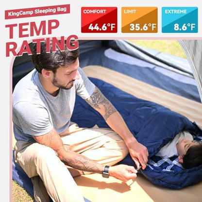KingCamp 45°F Kids Sleeping Bag, 100% Flannel Sleeping Bag for 10-12 Child