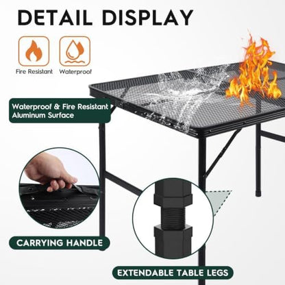 WildFinder Folding Grill Table, 3x2 FT Portable Camping Table, Foldable