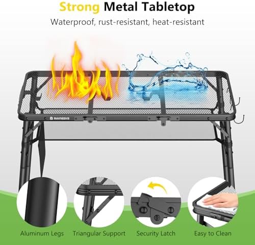 Raynesys Portable Folding Grill Table for Outside for Picnic, Camping