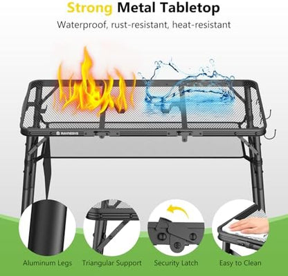 Raynesys Portable Folding Grill Table for Outside for Picnic, Camping