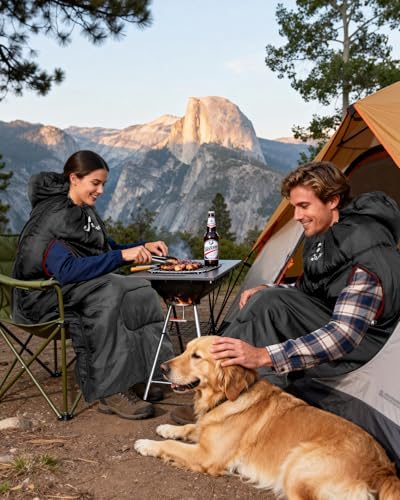 Sportneer Wearable Sleeping Bag for Adults & Kids – Walkable with Arm Zippers, Warm Weather & Cold Waterproof, Compact for Camping, Stadiums, Travel, Backpacking & Car Use