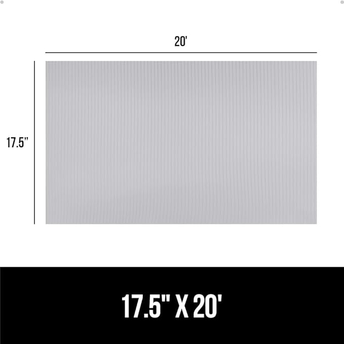 GORILLA GRIP DuraGuard Shelf Liner, 17.5x20 Non-Adhesive Cabinet Liners for Kitchen Drawers, Shelves, Refrigerator, Pantry Storage, Bathroom Closet, Durable Waterproof BPA Free Ribbed Plastic, Lt Gray