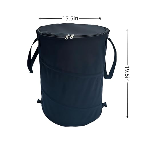 Collapsible Trash can with lid,Foldable Camping Trash can,Pop-up Trash can with lid,Outdoor Trash can with lid,Clothes and Toys Recycle bin,Thickened, Solid, Durable,Attached Hook (Black)