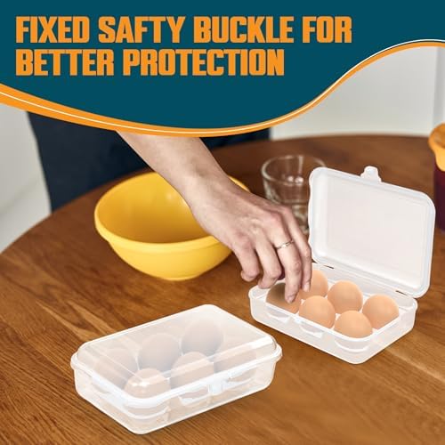 ZPU Egg Holder Camping, 2Pcs 6 Grid Egg Container, Plastic Egg Carrier for Camping Picnic Travel Outdoor Refrigerator Kitchen, Protective Egg Storage Case, Blue