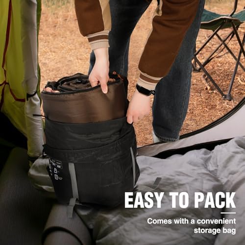 REDCAMP Cotton Flannel Sleeping Bag for Camping Backpacking, Adults Cold Weather Envelope Sleeping Bags with 2/3/4/6lbs Filling