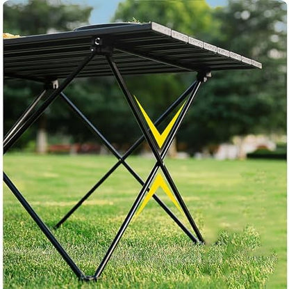 Folding Camping Table, 16 Inch x 13.8 Inch x 11.4 Inch Black Carbon Steel Foldable Table with Storage Bag for Home and Outdoors (S)