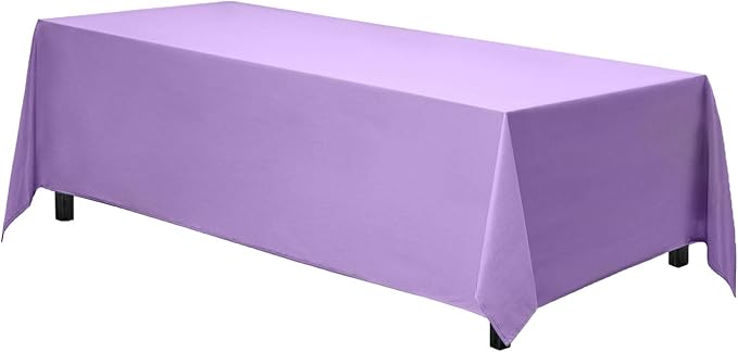 Gee Di Moda Rectangle Tablecloth - 70 x 120 Inch Lavender Table Cloth for 6 or 8 Foot Rectangle Table - Heavy Duty Washable Fabric - for Buffet Table, Holiday Party, Dinner, Wedding & Baby Shower