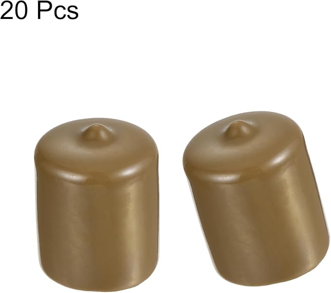 uxcell 20pcs Rubber End Caps 24mm(15/16") ID Vinyl PVC Round Tube Bolt Cap Cover Screw Thread Protectors Light Brown