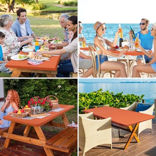 homing Rectangle Table Cloth Cover 4 Foot Rust Elastic Fitted Tablecloth