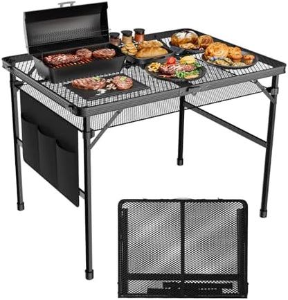 WildFinder Folding Grill Table, 3x2 FT Height Adjustable Camping Table