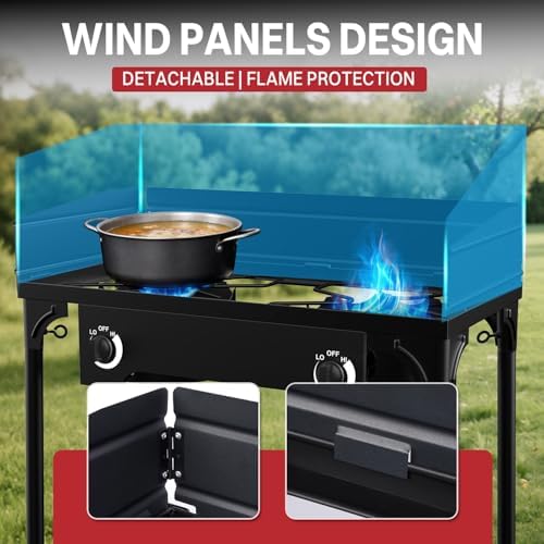 2 Burner Propane Camp Stove | 150,000 BTU | High Pressure Gas Burners