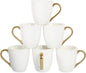 vicrays Coffee Mug Set, 11 Ounce, Set of 6, Ceramic Mug for Men, Women, Unique Glazed Mugs with Handle for Coffee, Tea, Milk, Cocoa, Cereal(White with Golden)