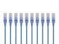 Monoprice Cat6A 6in Blue 10-Pk Patch Cable UTP 30AWG 10G Pure Bare Copper Snagless RJ45 SlimRun Series Ethernet Cable