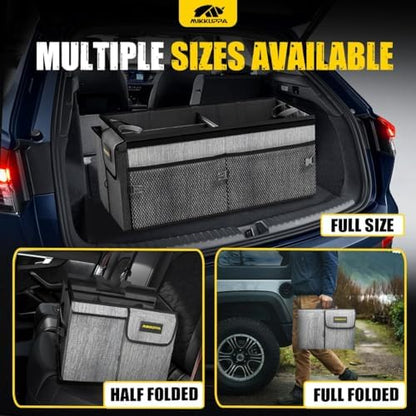 MIKKUPPA Trunk Organizer with Lid - 65L Collapsible Car Organizer, Gray