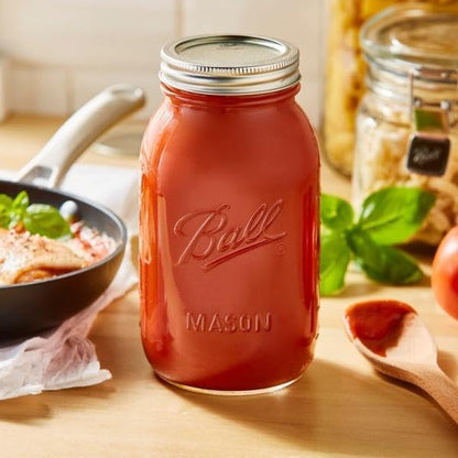 Ball Regular Mouth Glass Mason Jars with Lids and Bands, Used for Canning, Pickling, Juice, Jam, Jelly, Quart Size 32 Ounce (Pack of 3)
