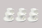 Bone China Cone Shape, Elegance White Cup Espresso 5oz & Saucer, Set of 6 cups and 6 Saucers