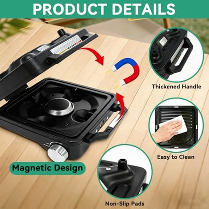 2 Burner Camping Stove 24000 BTU, Portable Propane Camp Stove Set, Black