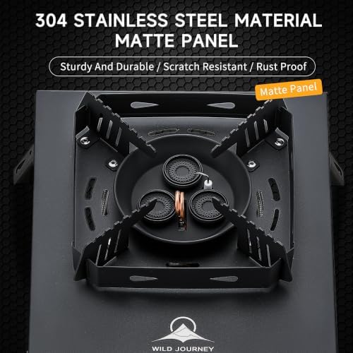 Portable Camping Stove, 25591 BTU, Folding Gas Stove, 304 Stainless Steel, Windproof, Electronic Ignition, Rotary Flame Control, Carry Bag Included, Matte Black, for IGT Table, Outdoor & RV Cooking.