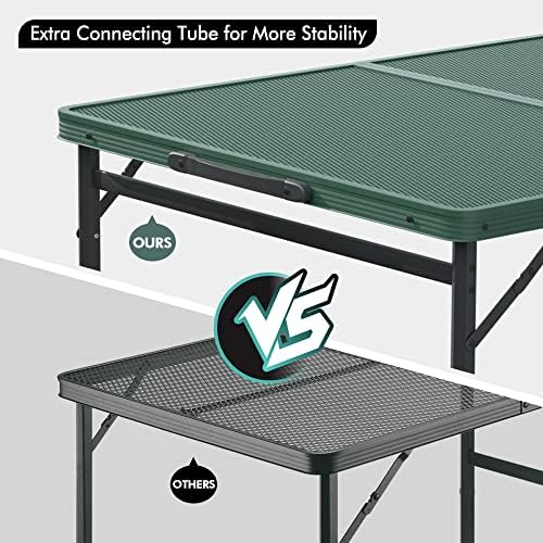 VILLEY 3ft Folding Camping Table, Aluminum Grill Table with Adjustable Legs