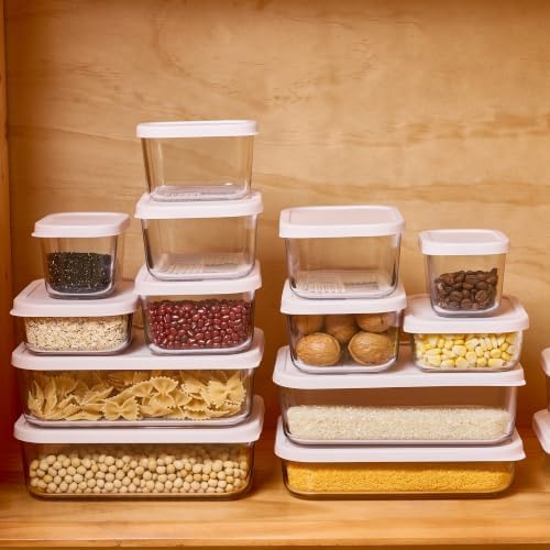 Glass Food Storage Containers with Lids — 6 Piece — 17.6 oz Glass with BPA-Free Leak Resistant Stackable Lids — Microwave, Oven & Dishwasher Safe — Ideal for Meal Prep & More - Berry Blush