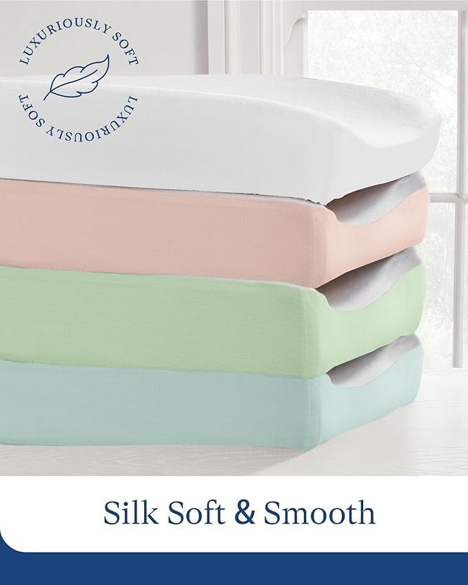 Supersoft Diaper Changing Pad Covers, 2-Pack Premium Bamboo Viscose Change Table Pad Covers for Baby Girls and Boys, Hypoallergenic Stretchy Changing Table Cover Sheets