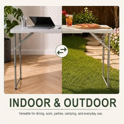 HULKFIT 4 Foot Folding Table, White
