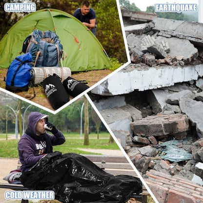 Oudain 6 Pcs XL Emergency Sleeping Bag Waterproof Bivy Sack Whistle