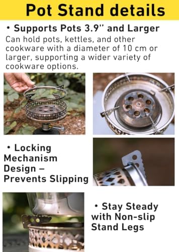CAMPINGMOON Canister Top Stove 4200W Isobutane Pot Stand OD-4/OD-4-ST