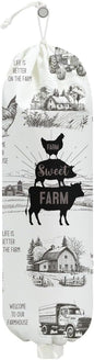 Farm Animals Plastic Bag Holder, Wall Mount Grocery Bag Holder, Plastic Storage bag, Chicken Pig Decor Storage Organizer Grocery Bags with Drawstring, Cow Gifts for Women Mom Grandma Animal Lovers