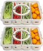 2 Pcs Salad Bar Containers for Fridge with Lid, Fruit Storage Veggie Tray