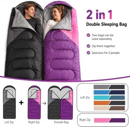 Lightweight Sleeping Bags for Adults & Kids, Backpacking & Scouts, Compact