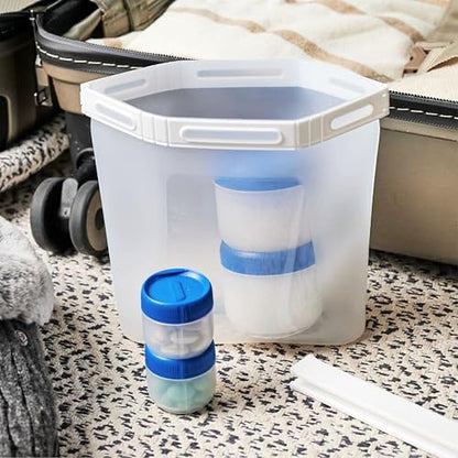 humangear STAX Stackable Containers, Medium Mid, Clear/Blue