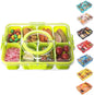 Dingerjar Divided Serving Tray with Lid and Handle - Snackle Box Charcuterie Container for Portable Snack Platters Organizer for Candy, Fruits, Nuts, Snacks - Perfect for Party, Entertaining, Green
