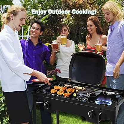Goplus Outdoor Camping Stove, Dual Burner Propane Gas Cooker