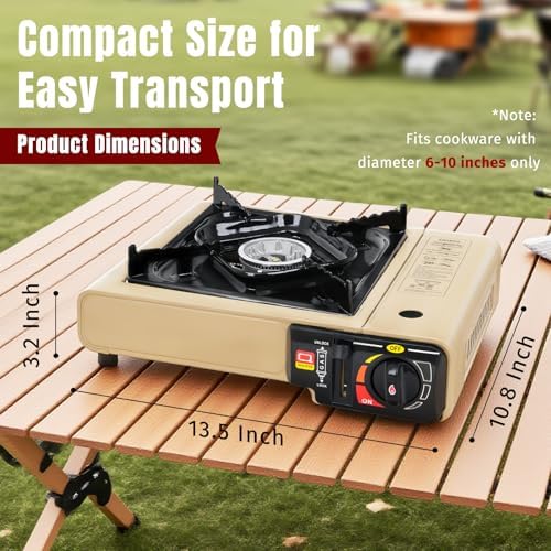 SHINESTAR 7800 BTUs Portable Butane or Propane Camping Stove, Wind Guard