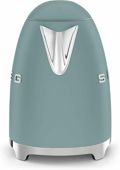 SMEG KLF03 7 Cup Electric Water Kettle, Retro-Style, Soft-Opening Lid, Auto Shut-Off, 360° Swivel Base – Jade