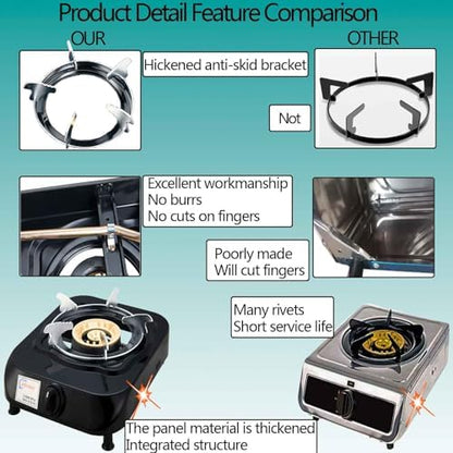 Horynar Single Burner Propane Stove Auto Ignition with CSA LPG Hose