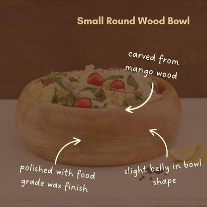 Salad Bowl Set of 5, Big Serving Dish for Pasta, Cut Fruit, Party, Catering, Wedding, Restaurant, Kitchen Countertop Fruit Bowl, Farmhouse Style, Mango Wood, 5pcs
