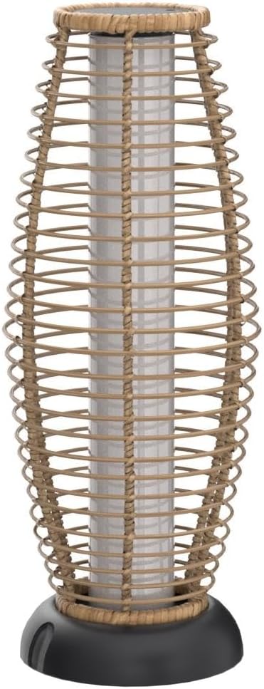 Grand patio Floor Lamp Outdoor Lamp Patio Lights Solar Powered Lantern Weather-Resistant Wicker Deck Lights, Lamp Large-Sized for Garden (Austin Natural Brown)