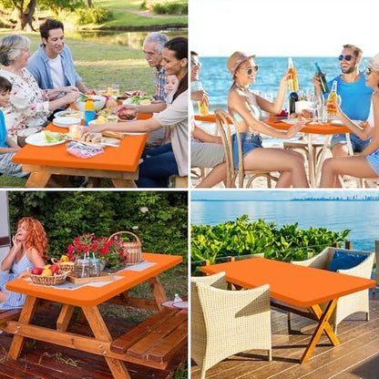 homing Rectangle Table Cloth Cover 8 Foot Orange Elastic Fitted Tablecloth