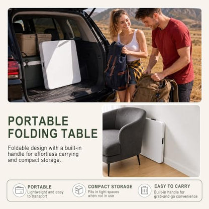 HULKFIT 4 Foot Folding Table, White