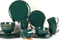 KOKEN - 16 Pc Bone China Dinnerware Sets – Esmerald china dinnerware set - Plates and Bowls Sets Dishes Set for 4 – Kitchen Plates, mugs, Bowls - Microwave safe china sets for home - Dining set, Blue