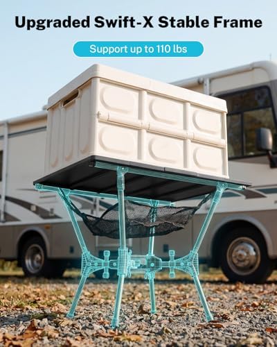Gonex Foldable Camping Table, Portable Aluminum Roll Up Top Camp Side Table