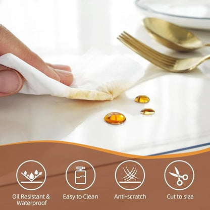 Warmstar Clear Table Cover Protector 32 x 96 Inch,1.5mm Thick Plastic Table Cover Rectangle,PVC Clear Table Protector,Desk Protector Mat for Kitchen, Dresser, Writing Desk，Dining Room Table