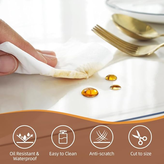 Warmstar Clear Table Cover Protector 30 x 48 Inch,1.5mm Thick Plastic Table Cover Rectangle,PVC Clear Table Protector,Desk Protector Mat for Kitchen, Dresser, Writing Desk，Dining Room Table