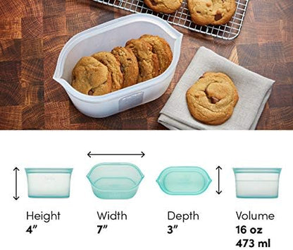 Zip Top Reusable Food Storage Bags | Small Dish [Peach] | Silicone Meal Prep Container | Microwave, Dishwasher and Freezer Safe | Made in the USA